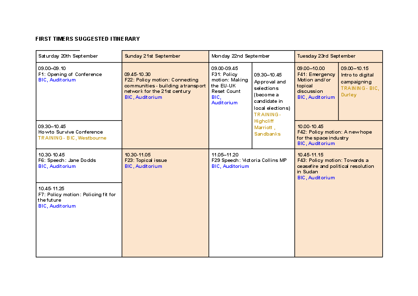 First Timer's Itinerary PDF