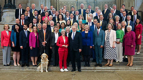 All 72 Liberal Democrat MPs elected at the 2024 General Election, in Westminster Hall