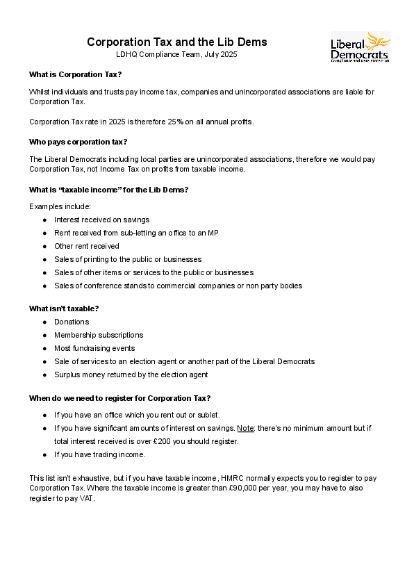 Corporation Tax for Treasurers