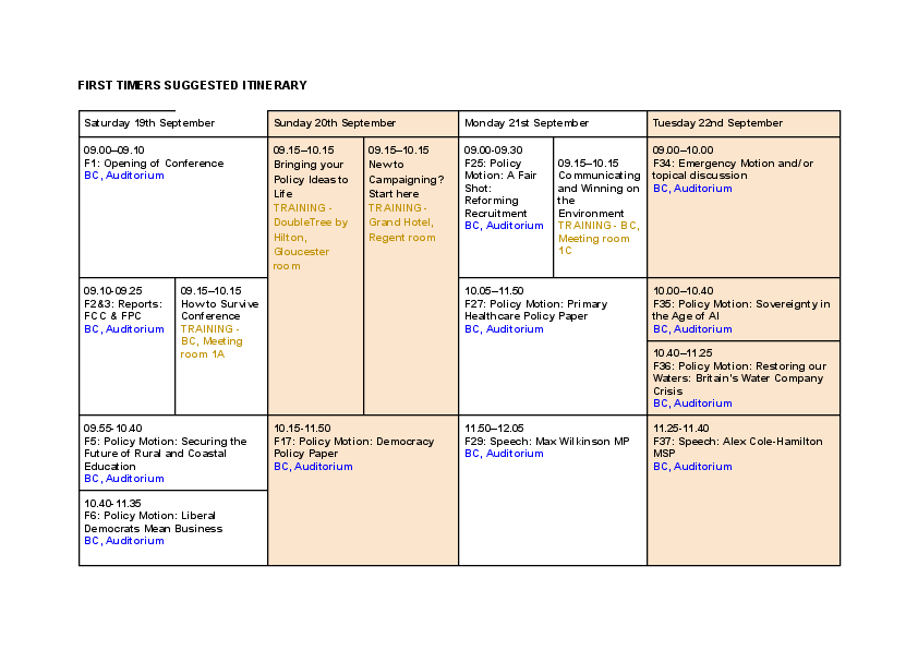 First Timer's Itinerary PDF