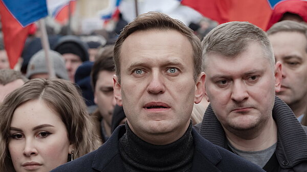 Alexei Navalny on a march in memory of politician Boris Nemtsov, who was killed in Russia. Image: Michał Siergiejevicz