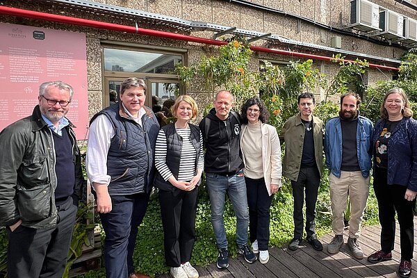 A row of British parliamentarians on a cross-party visit to the Middle East. On the right is Jeremy Purvis, fourth from left is Layla Moran.