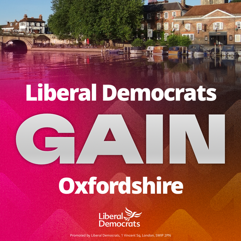 Liberal Democrats GAIN Oxfordshire. Photo of Oxfordshire.