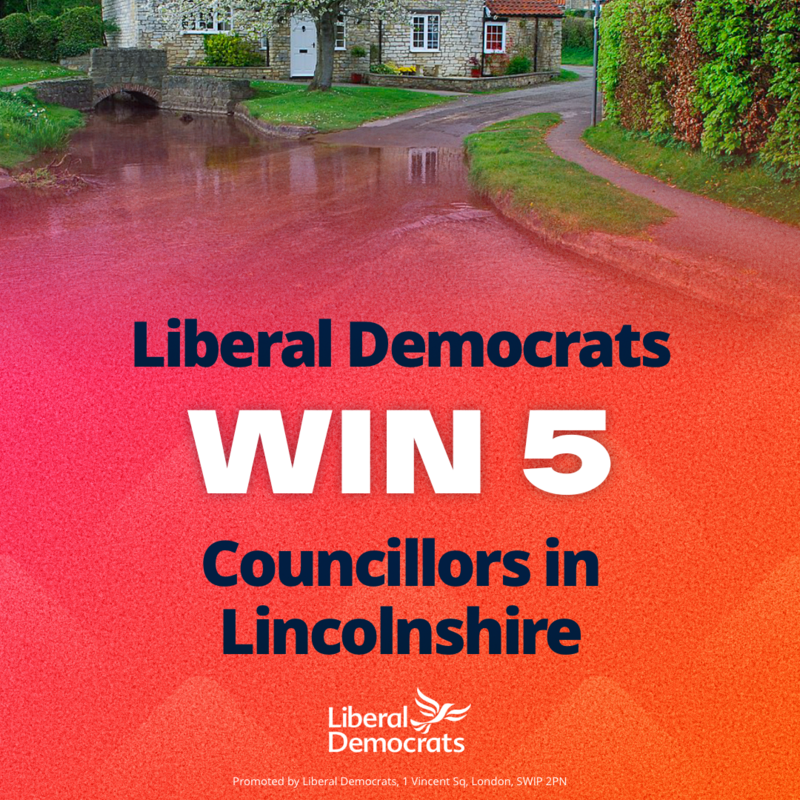 Liberal Democrats win 5 councillors in Lincolnshire.