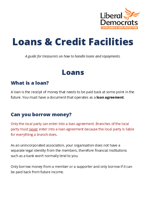 Loans and credit facilities