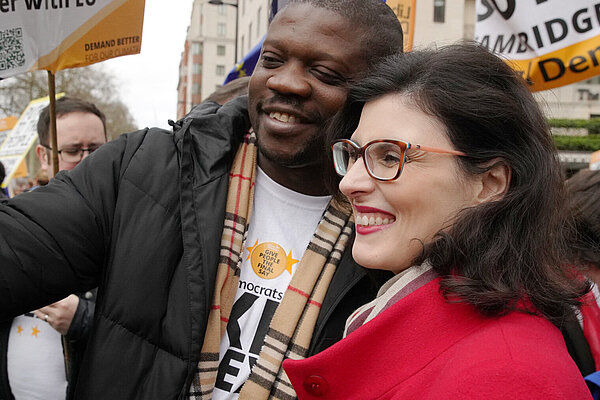 A man taking a selfie with Layla Moran