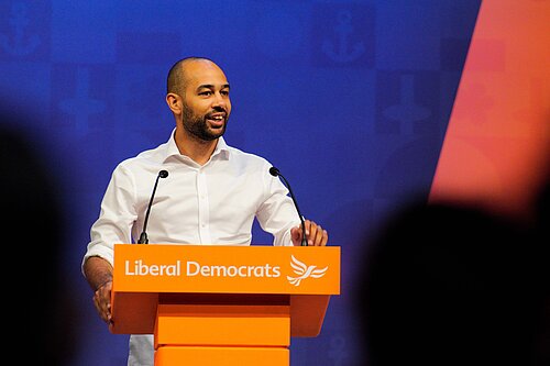Josh Babarinde MP speaking on the Conference stage