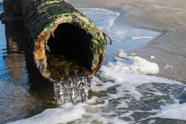 Sewage pipe into sea