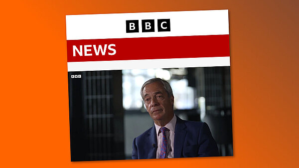Screenshot showing Nigel Farage on BBC website 