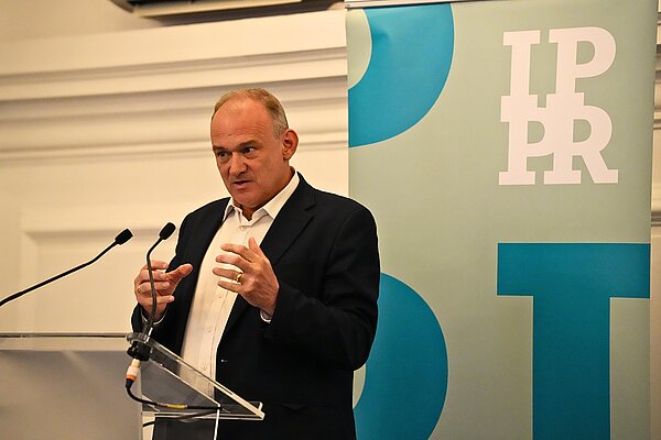 Ed Davey makes a speech at the IPPR think tank