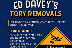 Flier advertising Ed Davey's Tory removals and services on offer.