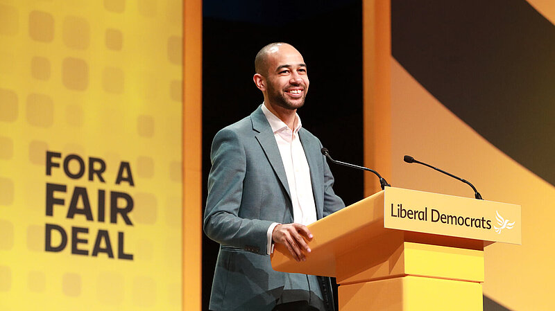 Josh Babarinde speaks at Liberal Democrat Conference