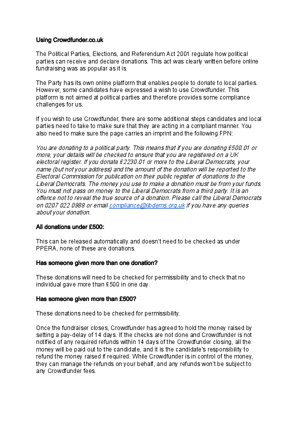 Crowdfunder Guidance