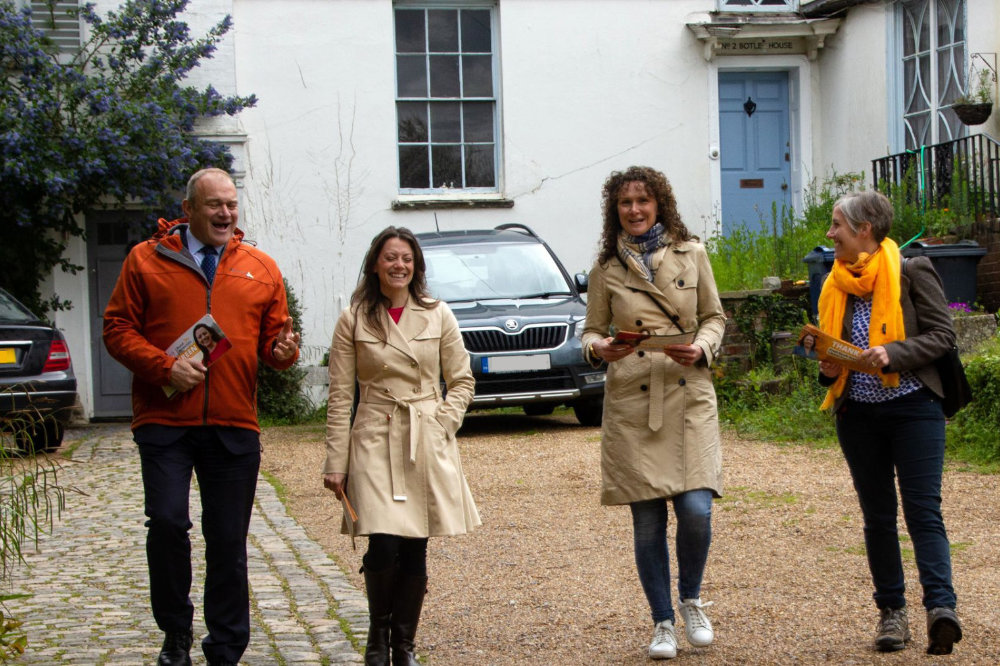 Ed Davey, Sarah Green, Wendy Chamberlain and Daisy Cooper campaigning